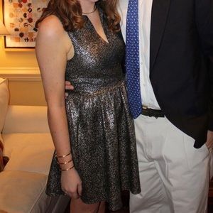 Everly V Neck Black Dress w/ Silver Sparkles